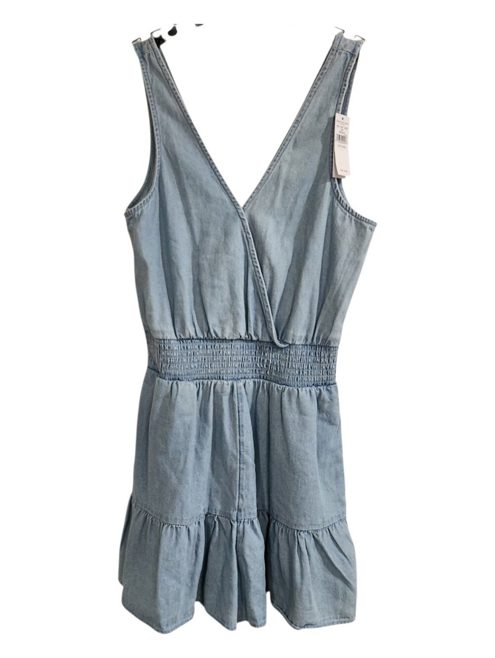 NWT American Eagle Denim Ruffle Romper Coquette Festival Chambray S Petite